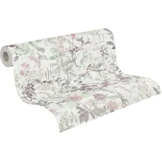 A.S. Création Blumentapete 10 m x 0,32 m 388251 Grün/Rosa