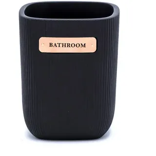 Sadena Zahnputzbecher , Schwarz, Kupferfarben , Metall, Kunststoff , 7.9x9.7x7.9 cm , Badaccessoires, Zahnputzbecher