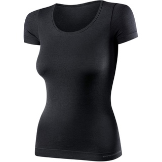 BRUBECK Damen Funktionsshirt Kurzarm | 41% Merino-Wolle | Unterhemd | Funktionsunterwäsche | Atmungsaktiv | Geruchshemmend | Weich | SS11020, Größe:S, Farbe:Schwarz