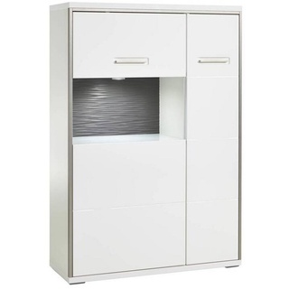 Livetastic Highboard Grau, Silberfarben, Weiß - Maße cm B: 94 H: 137 T: 38