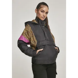 URBAN CLASSICS Ladies AOP Mixed Pull Over Jacket black/snowleo/lightasphalt XS