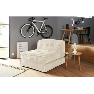 INOSIGN Sessel »Pia« Loungesessel aus Cord, in 2 Größen, Pouf-Funktion., beige