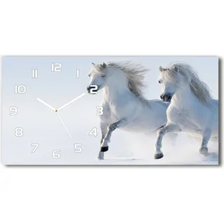 Wanduhr aus Glas – 60x30 cm - Glasbild - Glasuhr - Gehärtetes Glas - weisse-zeiger - Grünes Gitter - Grün, Weiß