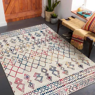 Carvapet Läufer Teppich 90x150cm rutschfest Lang Küchenteppich Waschbar Teppichläufer Weiche Mikrofaser Geometrisch Flächenteppich Laufteppich(Multicolor)