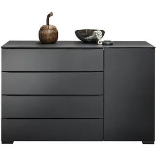Dieter Knoll Sideboard , Anthrazit, Schwarz, Eiche dunkel , Metall , Eiche , massiv , 4 Schublade(n) Schubladen , 120x77x40 cm , Blauer Engel, BQ - Bündnis für Qualität, Made in Germany, DGM-Klimapakt , Holzmöbel, Kommoden Holz, Sideboards Holz