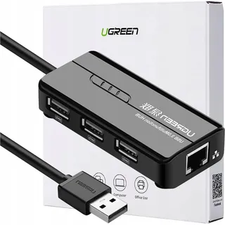 UGREEN USB 2.0 Micro-A, USB 2.0 Type-A, RJ45 480 Mbit/s, Schwarz, Acrylnitril-Butadien-Styrol (ABS), 0,2 m - Schwarz