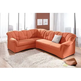 DOMO collection Ecksofa »Papenburg B/T/H: 242/190/84 cm L-Form« wahlweise mit Bettfunktion, Langer Schenkel links oder rechts, orange