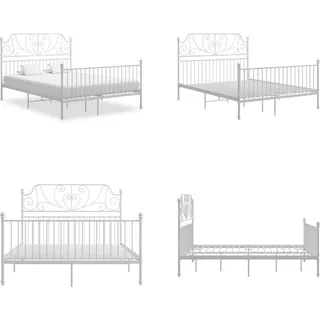 vidaXL Bettgestell Weiß Metall 160x200 cm - Bettrahmen - Metall-Bettrahmen - Bett - Betten - Weiß