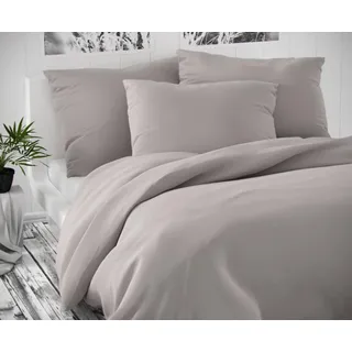 Satinbettwäsche hellgrau, Reißverschluss – 140 x 220, 70 x 90 cm - Grau