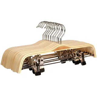 LOHAS HOME® 10x Holz Kleiderbügel Hosenspanner Hosenbügel für Hosen/Röcke rutschfest aus Schima-Holz 37,5 cm