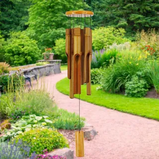 Bambus-Windspiel für den Außenbereich, Holz-Windspiel mit tiefem Melodie, 76,2 cm, klassisches Zen-Garten-Windspiel für Entspannung, Anmut, Heimdekoration für Terrasse, Garten, Innenbereich