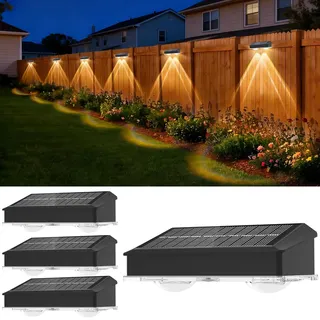 sylvwin Solarlampen für Außen, 4 Stück LED Solarleuchte, Solarlampen für Außen Wand, Solar Wandleuchte Aussen für Treppen, Stufen, Zäune, Geländer, Hof, Terrasse (Warmweiß)