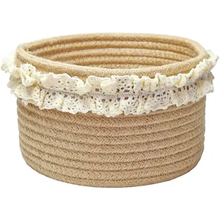 Dermalyx Traumkorb für Geschenke Niedliche kleine runde Körbe für Baby Hochzeit Geburtstag Mini Deko Jute Seil Körbe für Heimdekoration Braun 20 x 20 x 13 cm