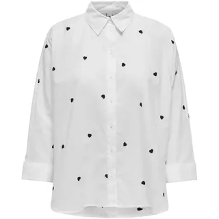 ONLY Damen Onlnew Lina Grace Ls Emb Shirt Noos WVN Knopfverschluss Box Fit Hemd Mit Langen Ärmeln, Bright White, Small
