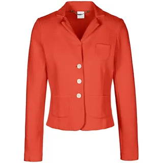 Jackenblazer MADELEINE "Blazer Kurzer Jerseyblazer mit Reverskragen", Damen, Gr. 46, orange (papaya), Obermaterial: 78% Baumwolle CO. 18% Polyamid PA. 4% Elasthan EL., Modern, normal, Blazer Jackenblazer