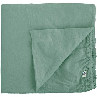 Linen & Cotton Weicher Griff Spannbettlaken Spannbetttuch Bettlaken mit Gummizug Alicia -100% Leinen Gewaschen, Mint Grün (140 x 200 cm) Laken Leintuch Betttuch Hoch Bettwäsche Bett Doppelbett Sommer