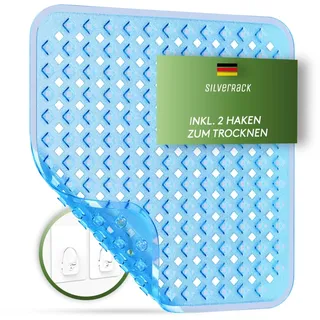 SilverRack Duschmatte rutschfest 53x53 cm (Blau RAUTEN) - Antirutschmatte Dusche BPA frei für Kinder - Badematte rutschfest, maschinenwaschbar u. schimmelresistent - Duscheinlage rutschfest