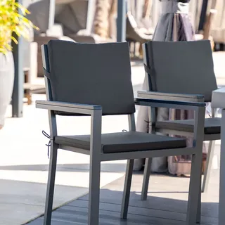 HOME DELUXE - 6x Sitzkissen für Gartenstuhl MADERA - Farbe: Anthrazit, Material Bezug: 100% Polyester, Material Kern: Komfortschaum I Campingstuhl Balkonstuhl Terrassenstuhl - Grau