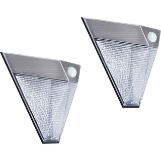 meineWunschleuchte 2x LED Solar Außenleuchte Bewegungsmelder Edelstahl, Downlight