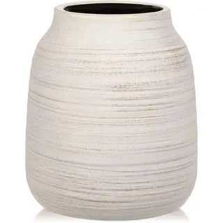 Dekovase Blumenvase aus Keramik Rund Tischvase im Antik Shabby Chic Look Vasen für Blumengesteck, H x Ø: 20,5 x 17,5 cm