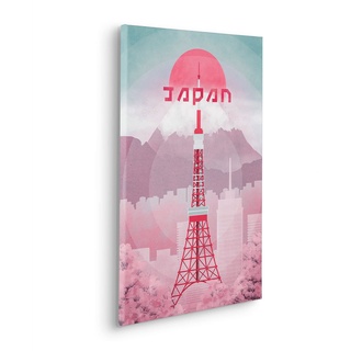 Komar Keilrahmenbild im Echtholzrahmen - Vintage Travel Japan - Größe 40 x 60 cm - Wandbild, Kunstdruck, Wanddekoration, Design, Wohnzimmer, Schlafzimmer