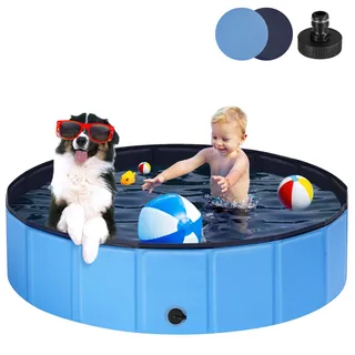 Ezilif Hundepool für Große & Kleine Hunde, Faltbare Hunde Pool rutschfest, 120 x 30cm Schwimmbecken für Hunde Verdickt PVC, Planschbecken Hund Verschleißfest, Hundebadewanne Swimmingpool