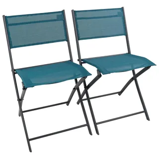 Gardenson Gartenklappstuhl-Set , Türkis , Metall, Textil , 45x79x46 cm , klappbar, UV-beständig, regenabweisend, abwischbar , Gartenmöbel, Balkonmöbel, Balkonstühle
