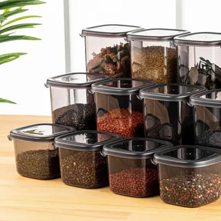 P & B Vorratsdosenset , Anthrazit , Kunststoff , 24-teilig , 0.55 l , 10x10x9.5 cm , auslaufsicher, lebensmittelecht, mikrowellengeeignet, stapelbar, wasserdicht , Küchenzubehör, Vorratsbehälter, Vorratsdosen