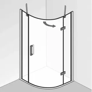 HSK Atelier Plan Runddusche 3-teilig, Maße: 100,0 cm x 100,0 cm x 200,0 cm, Anschlag Rechts, 17538100550-R68-50edelglas, Duschkabine: Schwarz-matt: ESG klar mit Edelglas