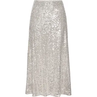 Paillettenrock LASCANA, Damen, Gr. 38, beige (champagner), Stoff, Obermaterial: 95% Polyester, 5% Elasthan. Futter: 100% Polyester, festlich, figurumspielend ca. Mitte Wade, Röcke Paillettenrock