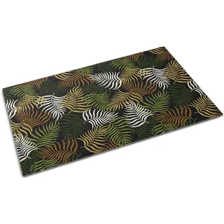 Fußmatte für die Tür – Unterlage zur Aufnahme von Schmutz – Rutschfeste Fußmatte für Innen- und Außenbereich – 150 x 100 cm – Pflanzenmuster - Grün