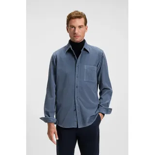 Langarmhemd BOSS ORANGE "Relegant", Herren, Gr. S (37/38), N-Gr, blau (open blau495), Cord, Obermaterial: 100% Baumwolle, unifarben, regular fit, Manschette, Hemden Langarmhemd, aus Cord, reuglar fit, Kentkragen