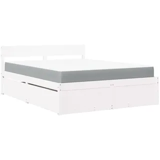 vidaXL Bett mit Schubladen und Matratze Weiß 160x200 cm Massivholz - Weiß