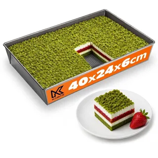 KADAX Backform mit Antihaftbeschichtung, rechteckige Kuchenform aus Stahl, für Kuchen, Toastbrot, Käsekuchen, Brownie, Kastenform, Wärmeverteilung, pflegeleicht, Silber (40 x 24 x 6 cm)