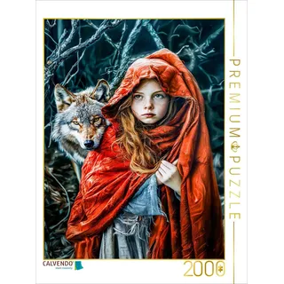 CALVENDO Puzzle Rotkäppchen und der Wolf | 2000 Teile Lege-Größe 90x67cm Foto-Puzzle für glückliche Stunden