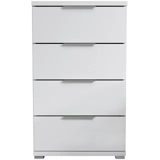 SchlafKONTOR Nachtkommode »Smilla Nachttisch, Nachtkonsole mit Schubkästen« Korpus melaminbeschichtet, silberfarbige oder schwarze Griffe, weiß