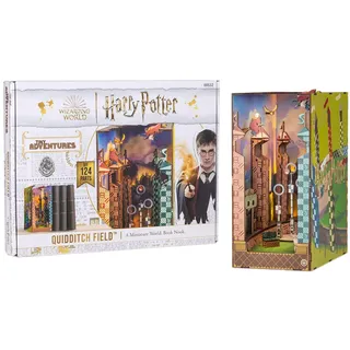 Carrera Revell Modellbausatz Tiny Adventures I Quidditch Field Harry Potter I 3D Miniaturhaus I Book Nook Holz Buchstütze I Geburtsagsgeschenk für Fans I Buchstütze Harry Potter