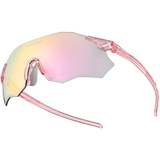 ROCKBROS Sportsonnenbrille Fahrradbrille Rahmenlose Fahrrad und Laufbrille für Outdoor Damen Herren UV400 Rosa Photochrom