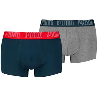 Puma Boxer Trunk Boxershorts Men Herren Everyday Unterhose Pant Unterwäsche 2er Pack, Farbe:Navy/Grey Melange, Bekleidungsgröße:S, Mehrfarbig, S