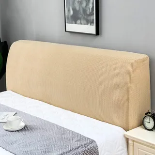 Kopfteilbezug für bett,stretch Bettkopfteil Husse, dehnbare Saubdichte Schutzhülle, Bettkopfteil Hussen Abdeckung Cover für Gepolsterte Schlafzimmer, 190-210cm, Beige
