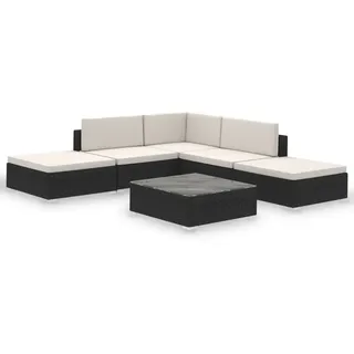 vidaXL 6-tlg. Garten-Lounge-Set mit Auflagen schwarz