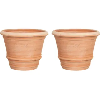 Biscottini Set mit 2 Pflanztöpfen für den Außenbereich, L 41 x T 41 x H 30 cm, Terracotta, Toscana, hergestellt in Italien, große Terrakotta-Töpfe für den Außenbereich, großer Topf für Pflanzen im