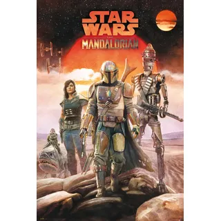 Grupo Erik Star Wars Deko - Star Wars The Mandalorian Crew Poster - Kunstdruck - Deko Wohnzimmer oder Deko Schlafzimmer - Größe : 61 x 91, 5 cm - Star Wars Fanartikel - Offizielle Lizenz