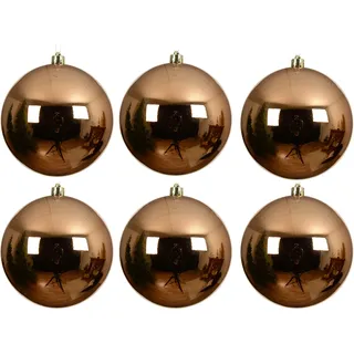 6 x Weihnachtskugeln aus Kunststoff - Ø 14 cm/Brandy | Für den Innen- und Außenbereich – Wetterfest – Bruchsicher Outdoor Christbaumkugeln Weihnachtsbaumkugeln Baumkugeln