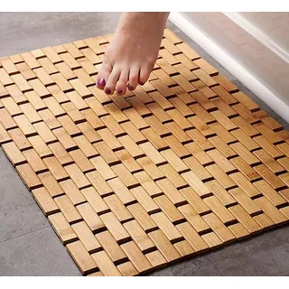 CHILL HOUSE Bambusmatte 60 x 40 cm. Bambusteppich Antibakteriell Und Elegant, Badteppich rutschfest Waschbar Für Erwachsene, Widerstandsfähige Badematte Holz. Bambus badezimmerteppich
