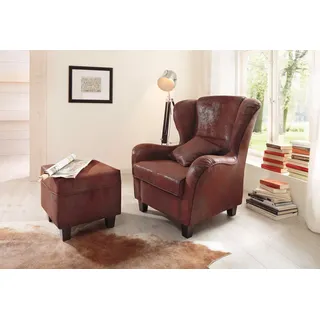 Home Affaire Ohrensessel »Oliver« Ohrensess,mit Hocker,Zierkissen,Klassische Form braun