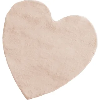 Baroni Home Langflorteppich, Weicher Kinderteppich, Kinderzimmerteppich, Weicher ökologischer Fellteppich, Rosa Herz, 90x90 cm