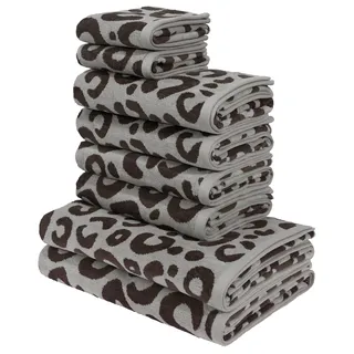 OTTO home Anna Leopardmuster Handtuchset 8-tlg. grau