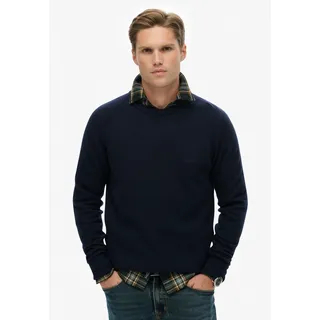 Superdry Strickpullover "WOOL BLEND JUMPER" aus Wolle, Nylon und Baumwolle, Regular Fit, mit Rundhalsausschnitt, charrot navy marl