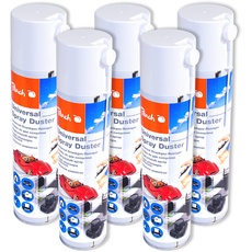 Peach Universal Druckgas Spray 400 ml, 5 Stück - Präzise, dank Sprühkopfverlängerung - ideal für die Reinigung im Haushalt und Büro - Druckluftreiniger - Fckw-frei - Druckluft Spray - PA100